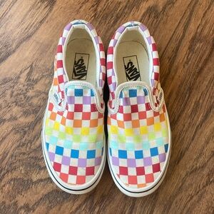 Kids multi/color checkered slip on vans